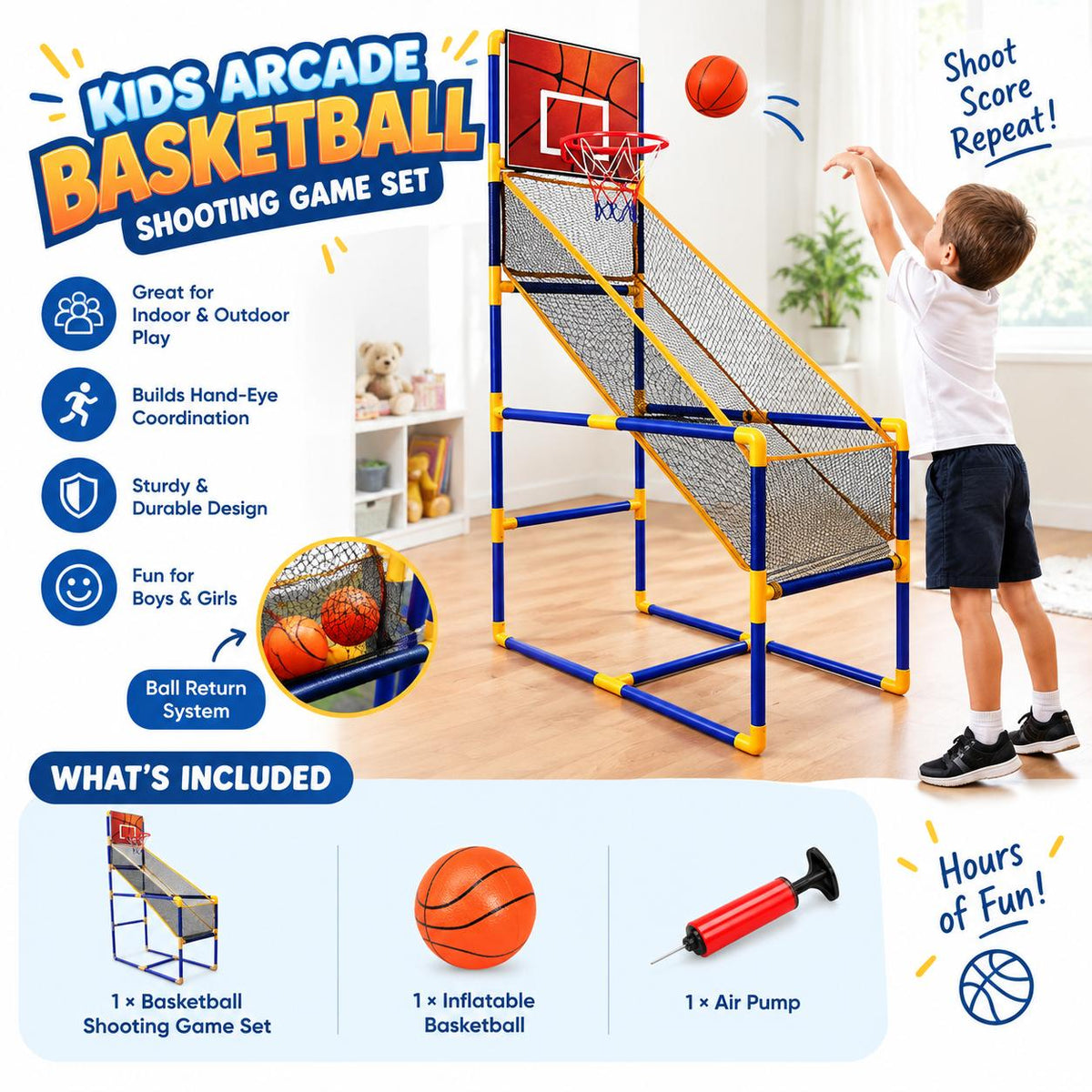 Kids Arcade Basketball Shooting Game Set